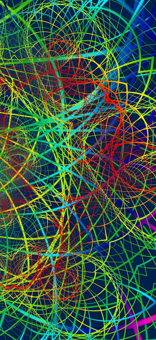 lines, chaos, plexus, multicolored