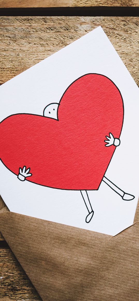 postcard, heart, love, envelope