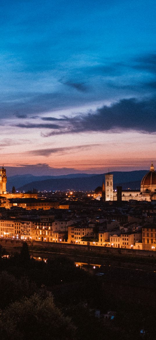 florence, italy, night city, top view