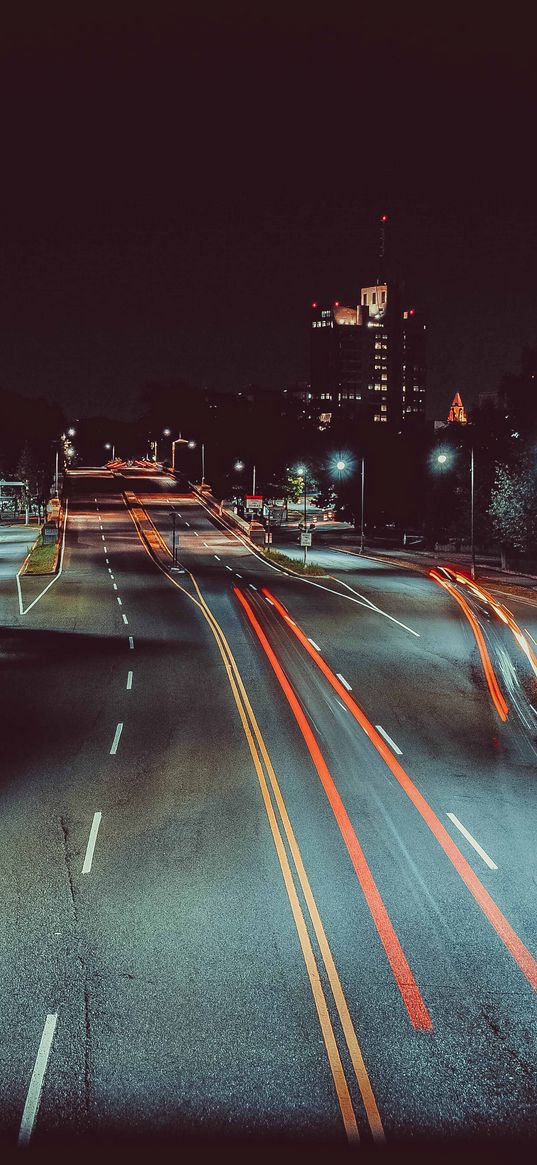 city, night, road, markings