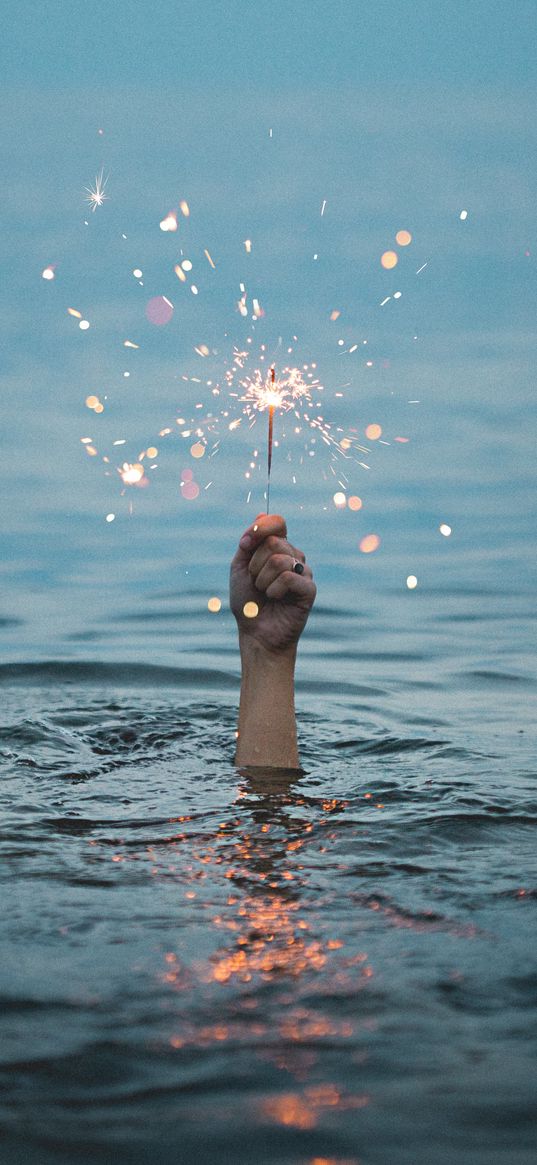 bengal fire, hand, sea, creative