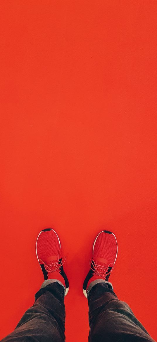 sneakers, red, minimalism, legs