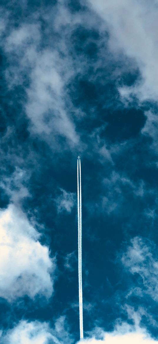 airplane, takeoff, clouds, flight