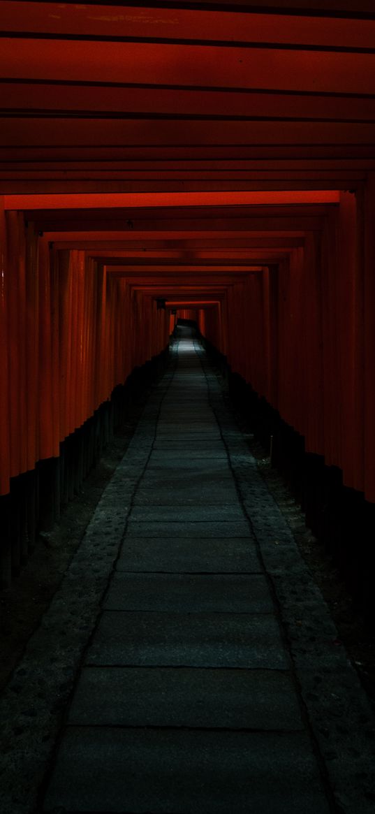 tunnel, passage, dark, red