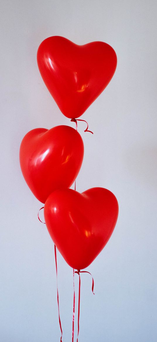 balloons, heart, red, love