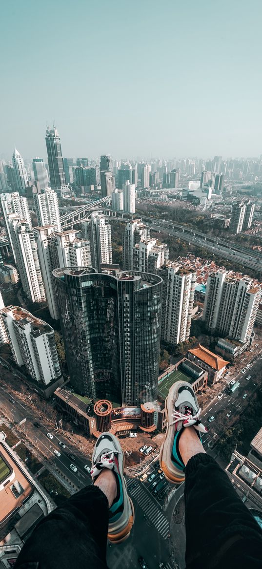 feet, roof, skyscrapers, freedom, overview