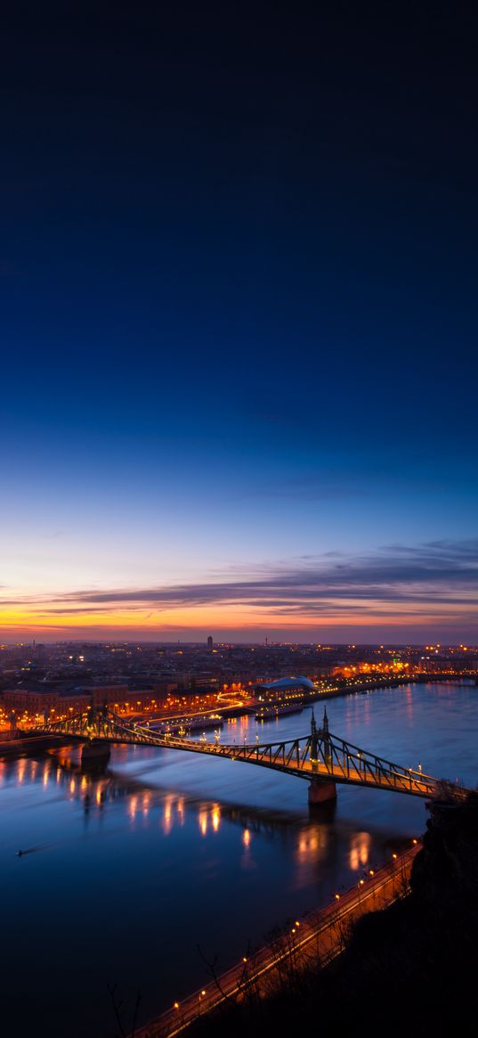 budapest, hungary, night city, bridge