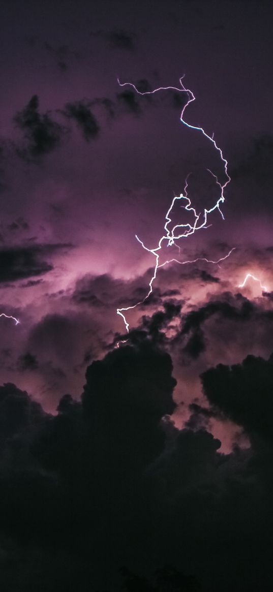 lightning, clouds, sky, overcast