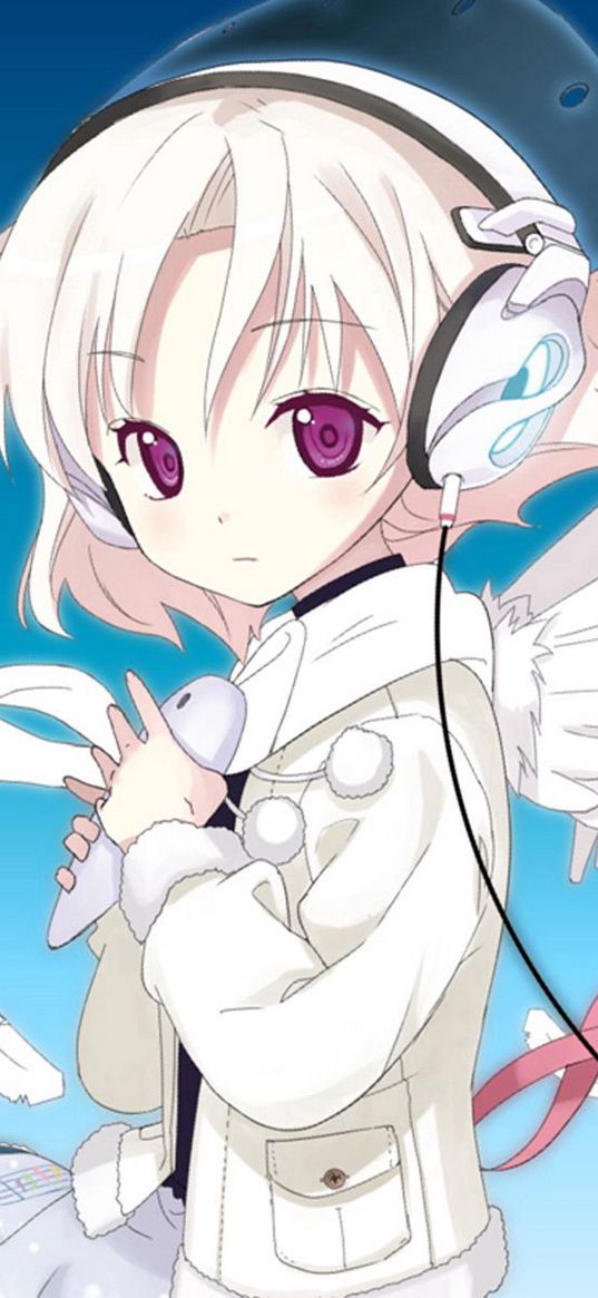 girl, angel, wings, headphones, music, kindness