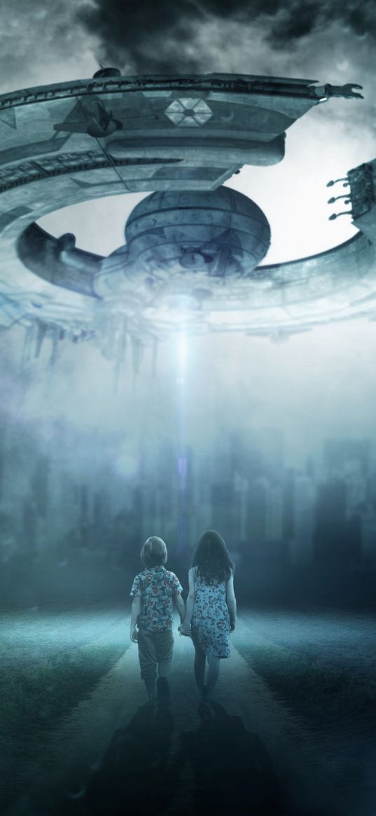 ufo, children, space ship, photoshop, futuristic