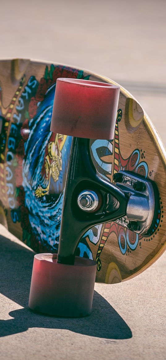 skateboard, wheels, board, shadow