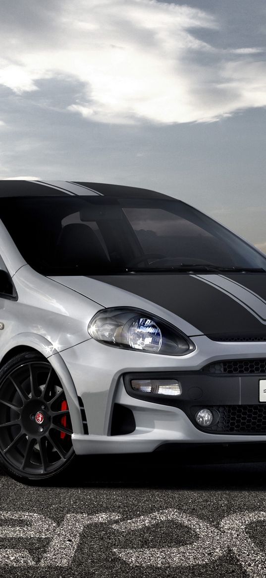 gray, auto, abarth, supersport, front view, style, mountain