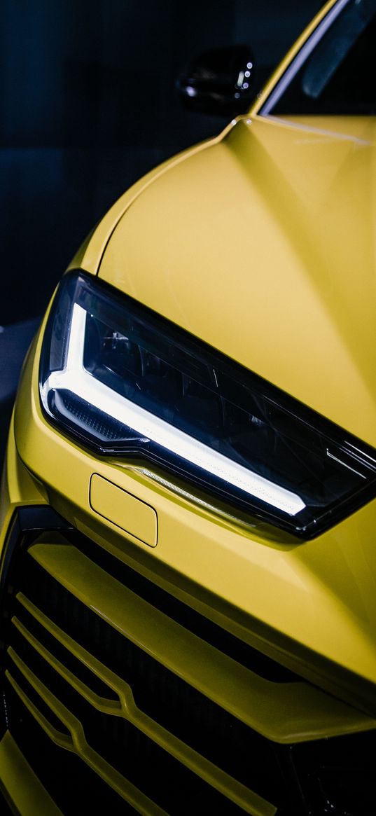 headlight, auto, yellow, front