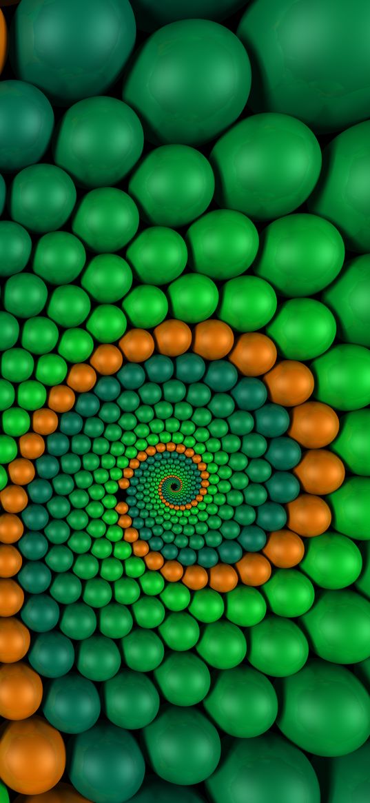 spiral, rendering, balls, space