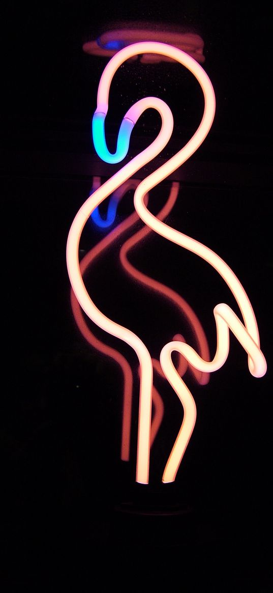 neon, flamingo, art