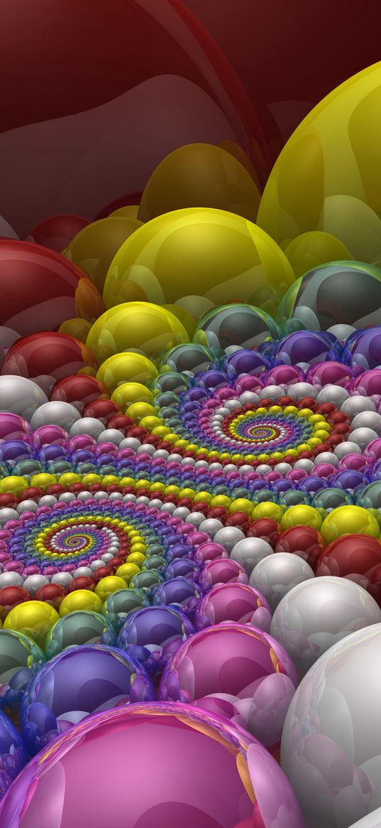 balls, colorful, rendering, shapes