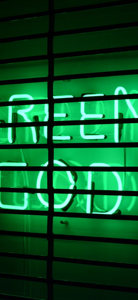 inscription, neon, green, lattice, wall