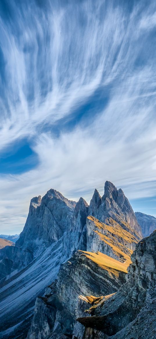 italy, mountains, cliffs, clouds, dolomites