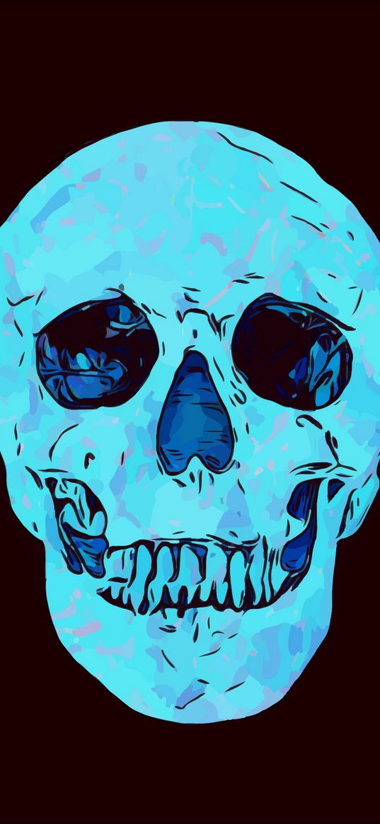 skull, art, blue, crystal