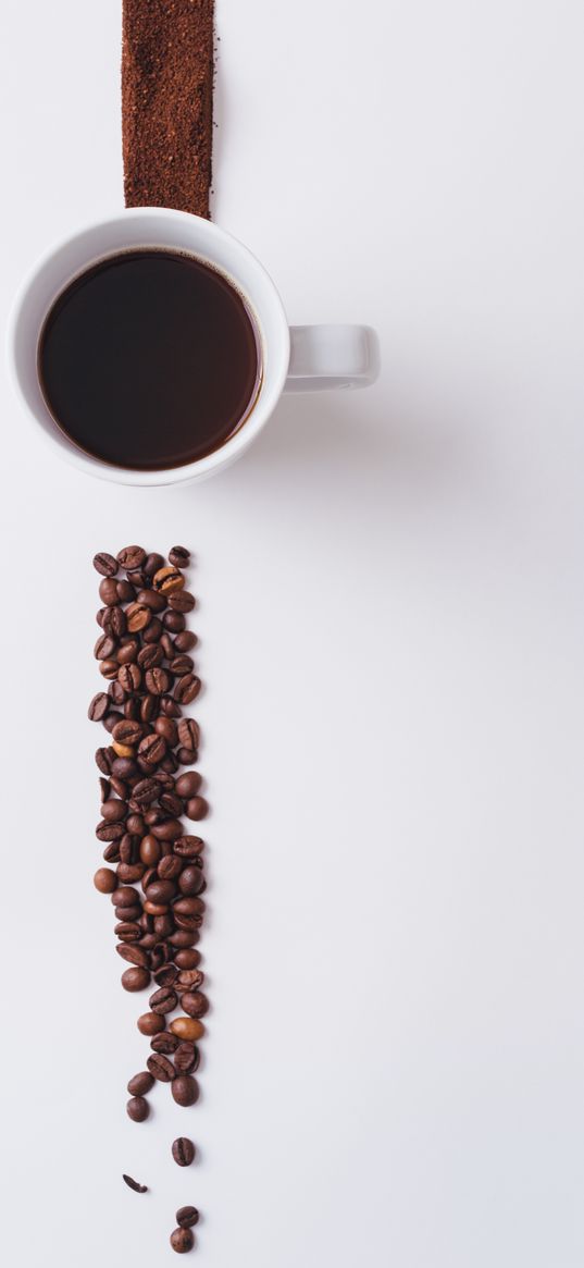 coffee, cup, coffee beans, minimalism