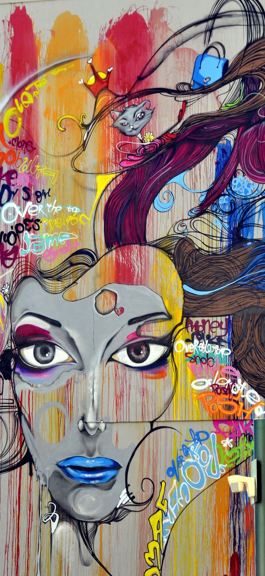 graffiti, portrait, street art, colorful