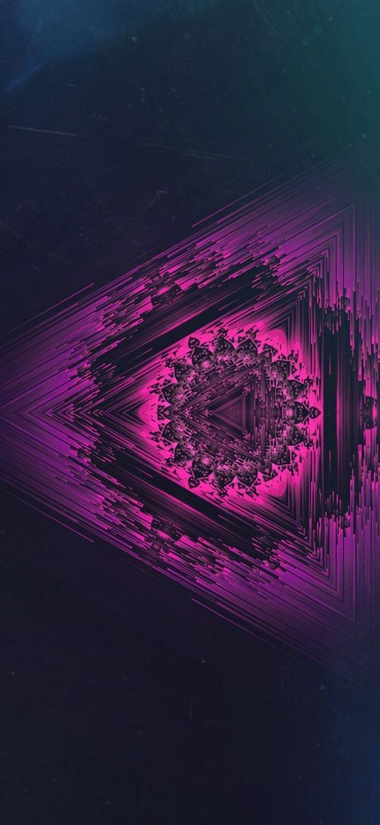 mandala, neon, symmetrical, glitch art, triangles