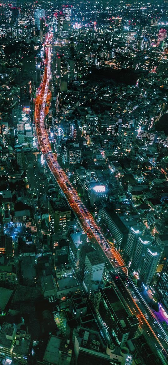 tokyo, night city, top view, city lights