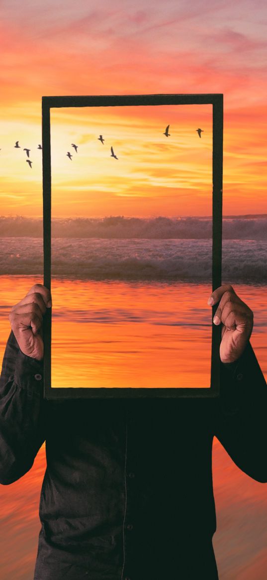 mirror, sea, photoshop, sunset, infinity