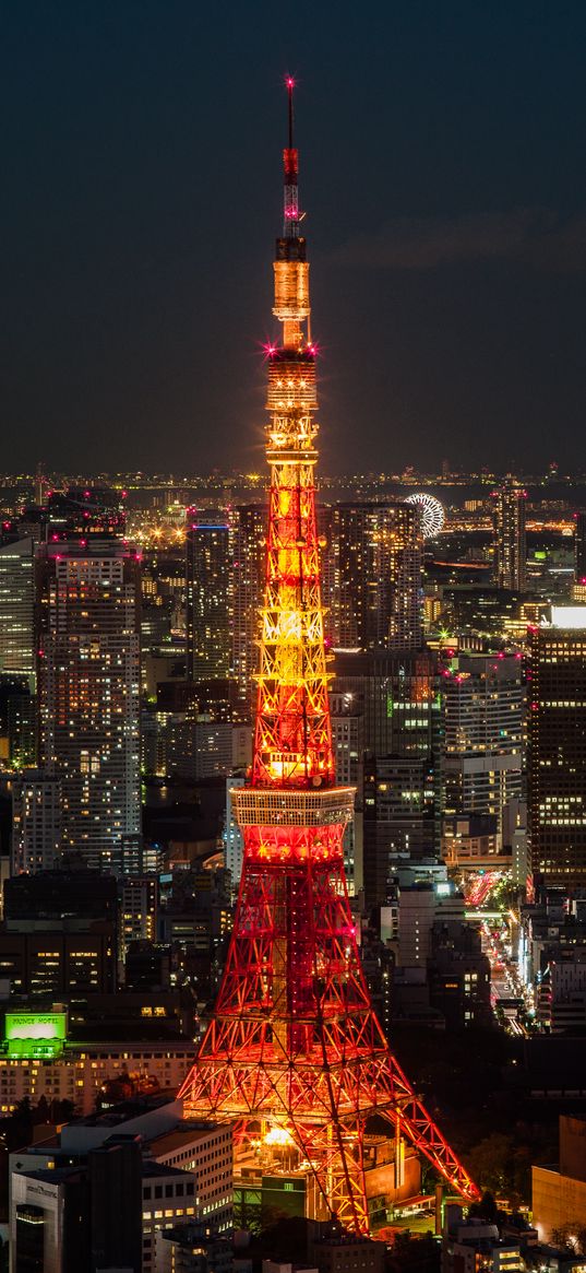 tokyo, night city, tower, skyscrapers