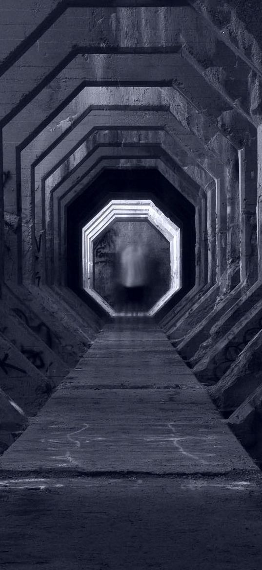 tunnel, bw, mirage, vision, monochrome