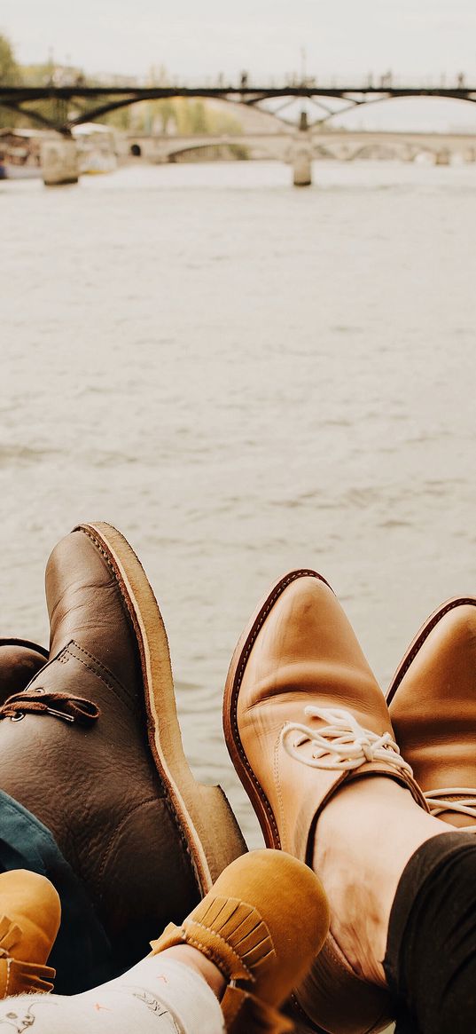 feet, family, river, happiness