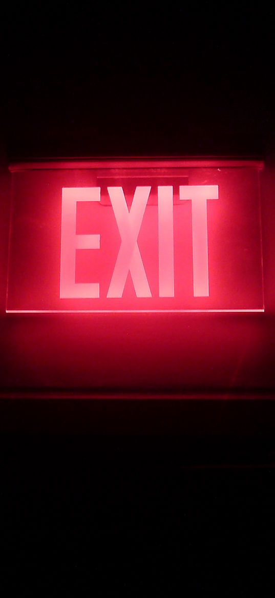 neon, backlight, inscription, exit