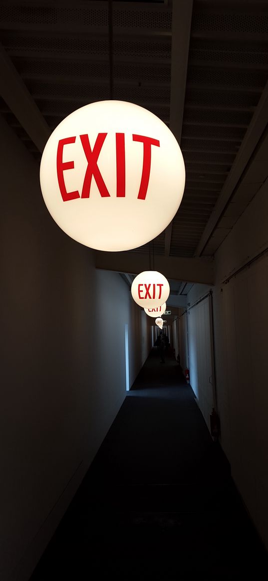 exit, balls, inscriptions, corridor