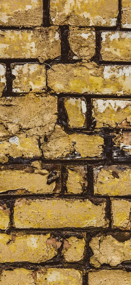 wall, brick, peeling, paint, stains