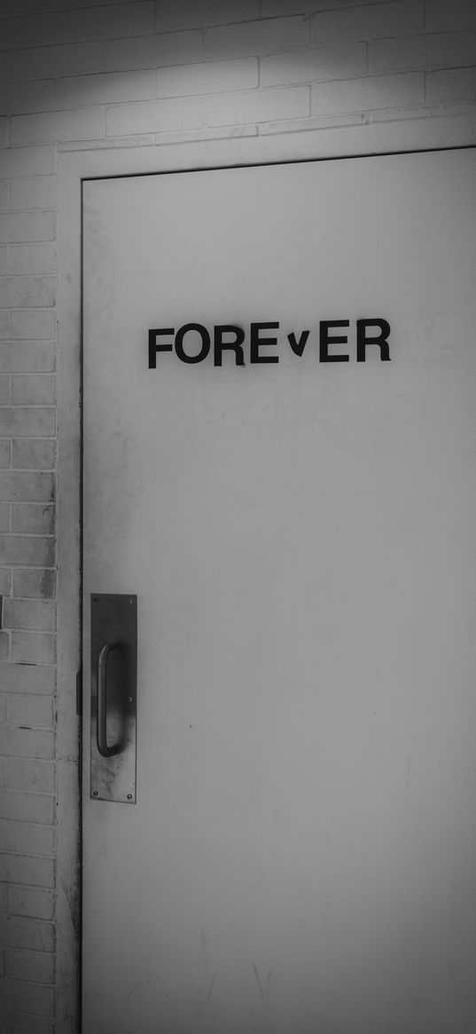 inscription, door, wall, shabby, forever