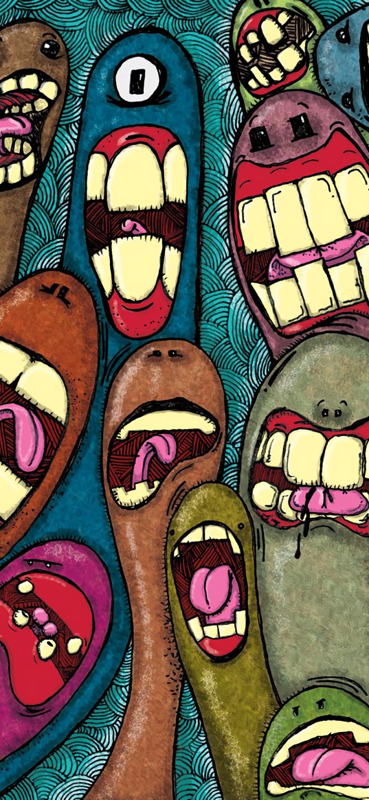 monsters, art, teeth, colorful