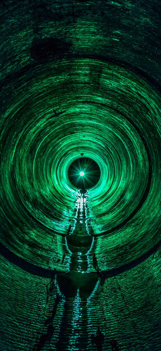 tunnel, light, green, dark