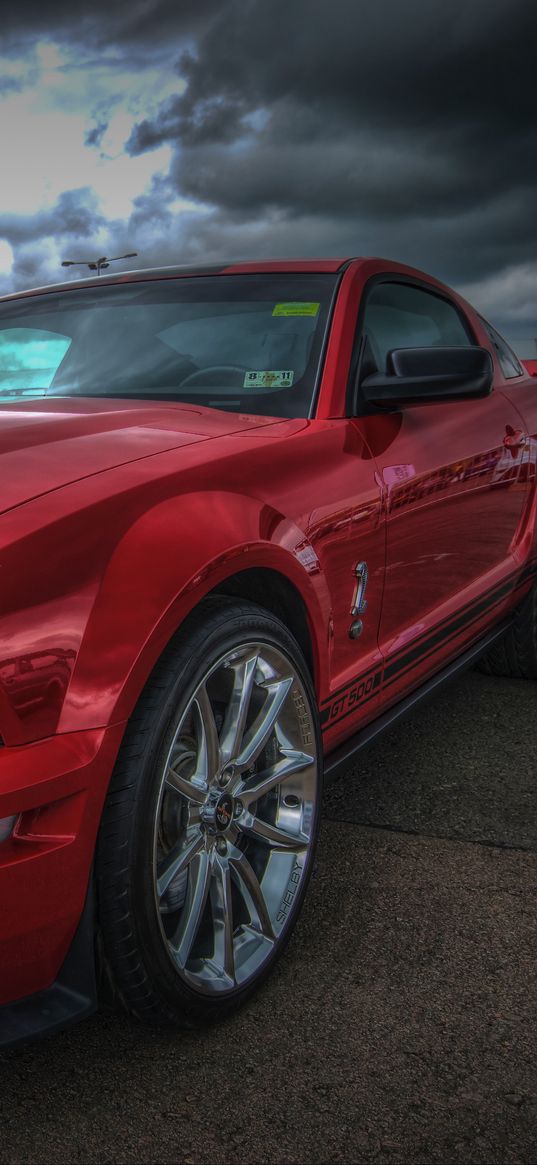 ford mustang shelby gt500, ford mustang, red, sports car, hdr