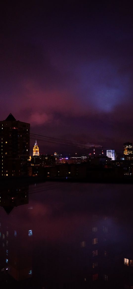 night city, night, building, moscow, russia