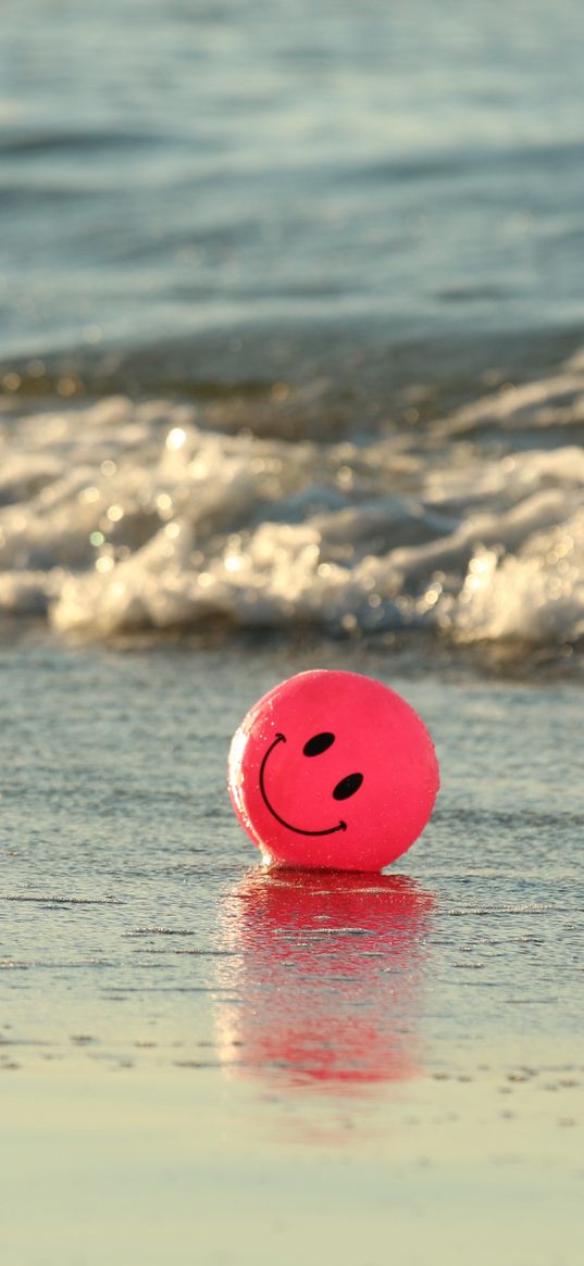 balloon, smiley, smile, sea, water, surf