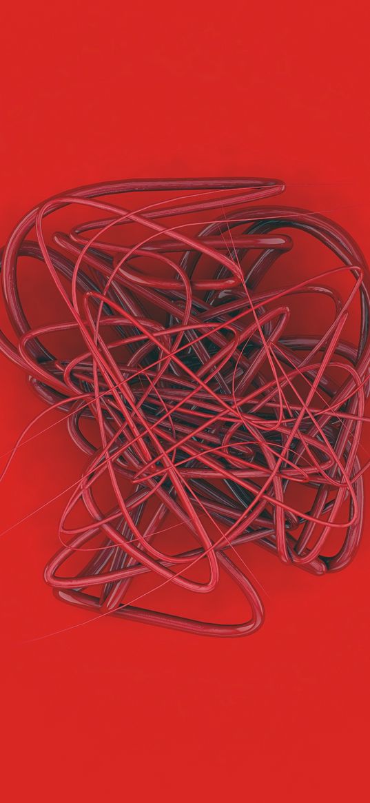 spline, wire, tangled, red, curls