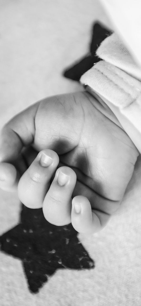 child, hand, fingers, black and white, childhood