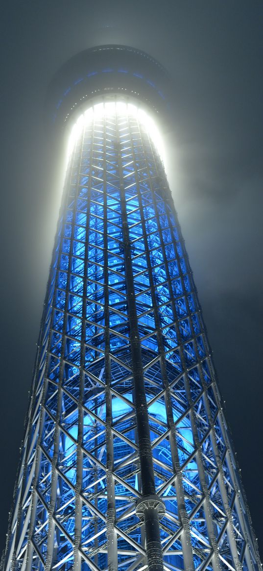 tower, illumination, skyscraper, architecture, tokyo, japan