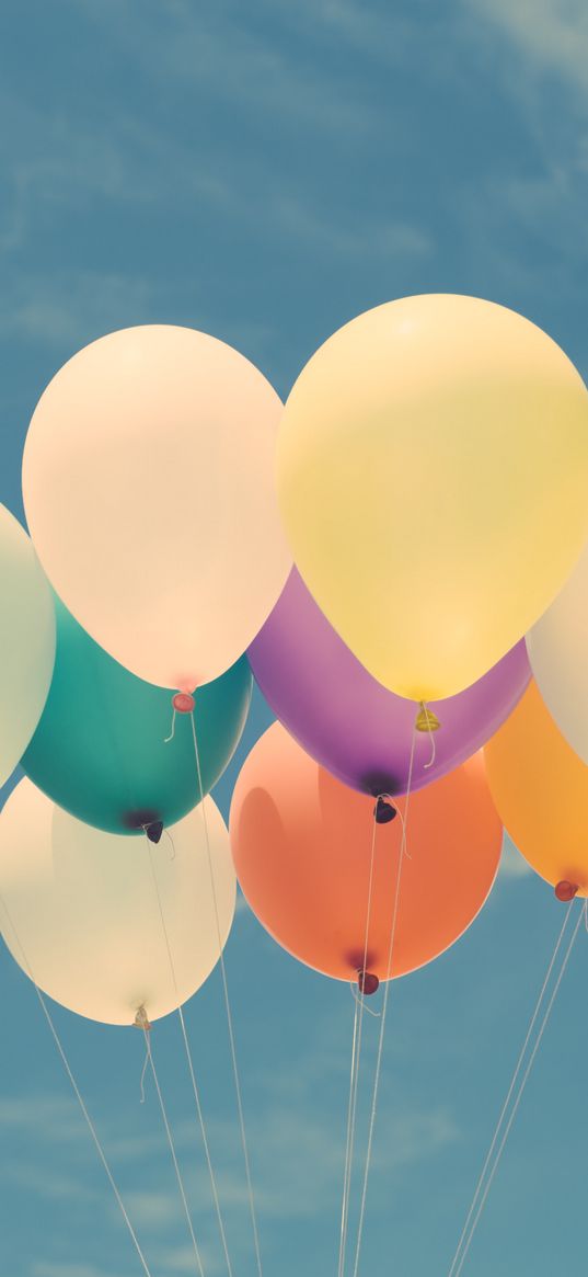 balloons, colorful, sky, lightness, flight, happiness