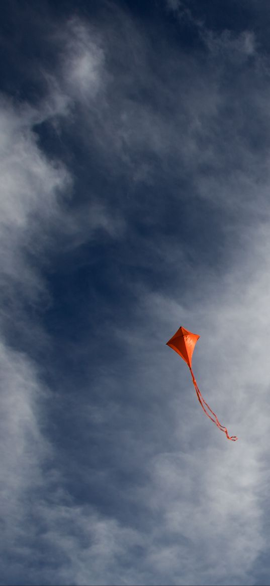 kite, flight, sky, clouds