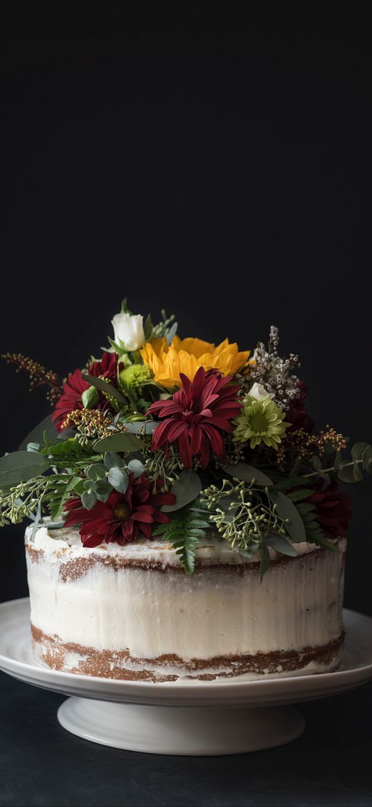 cake, flowers, pastries, dessert