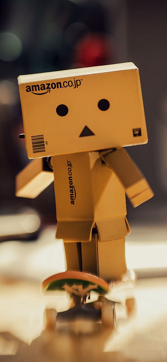 danbo, cardboard robot, skateboard