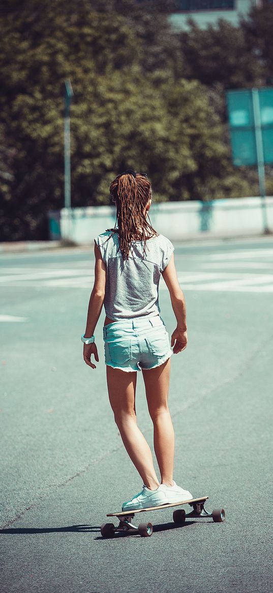 girl, skateboard, summer, ride