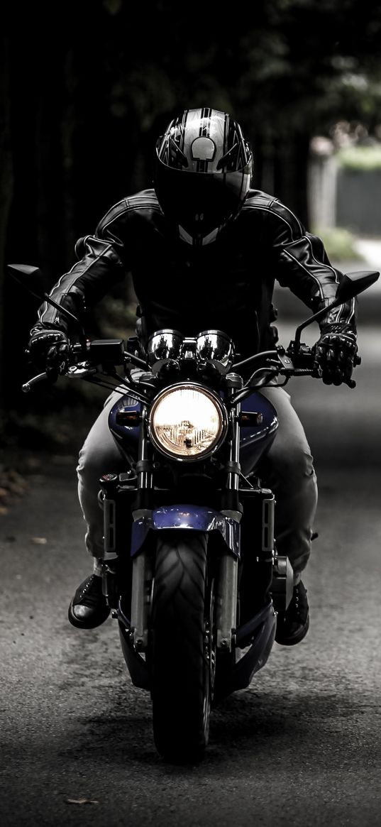 motorcyclist, motorcycle, biker, helmet, movement