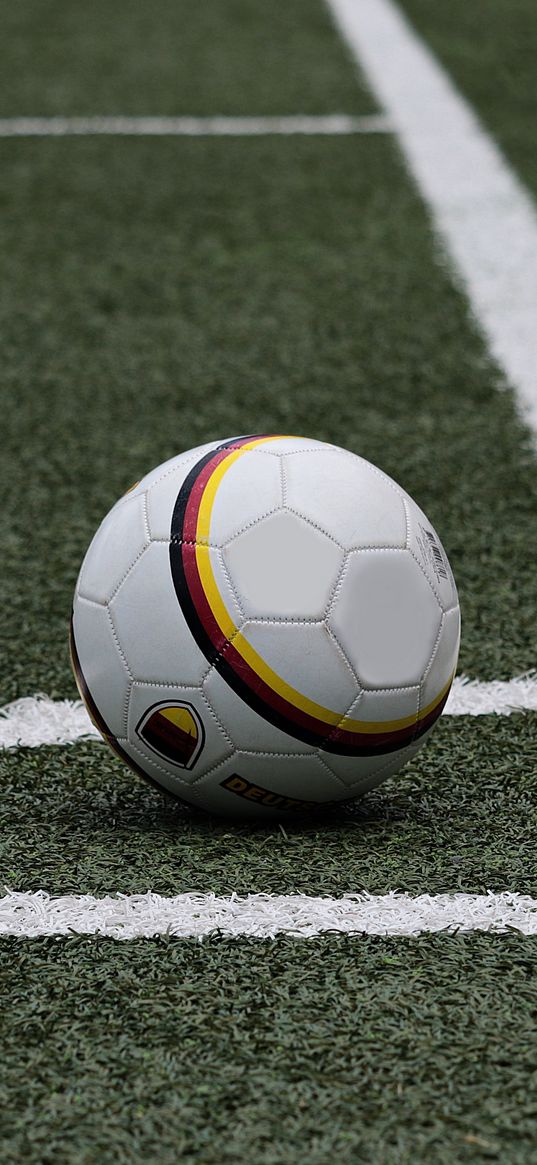 football, soccer ball, lawn, marking